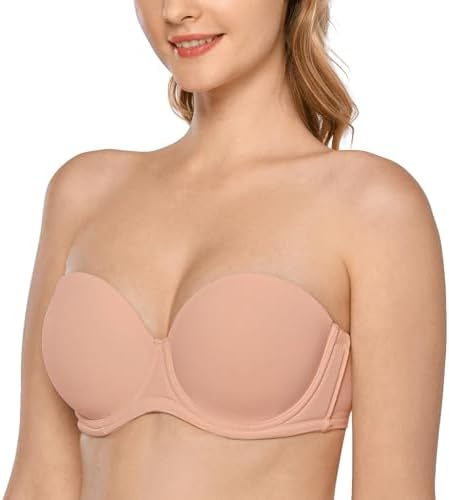 Lightly Padded Plus Size Strapless Bras, Blush Beige