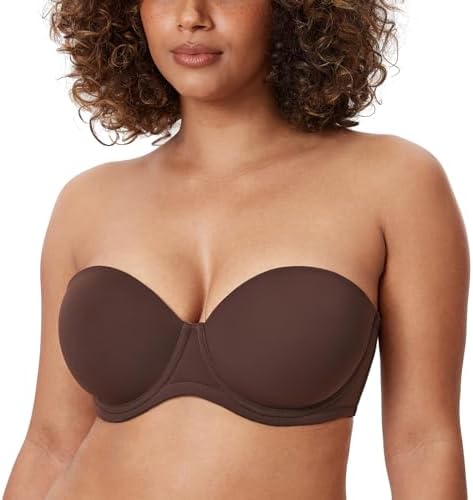 Lightly Padded Plus Size Strapless Bras, Hazelnut