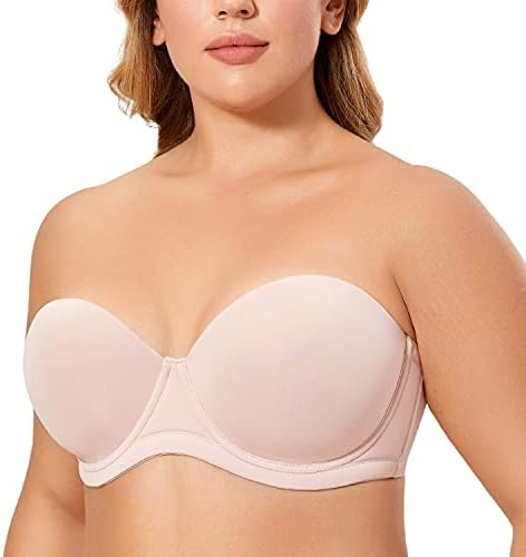 Lightly Padded Plus Size Strapless Bras, Rose Smoked