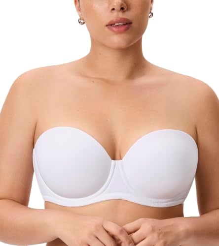 Lightly Padded Plus Size Strapless Bras, White