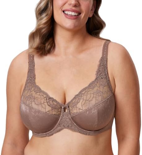 Minimizer Full Coverage Lace Bras, Brown Purple