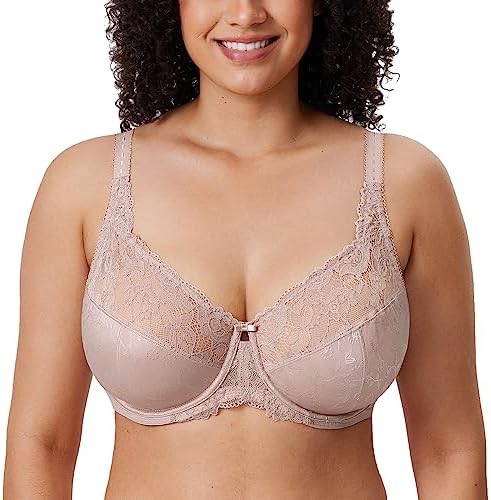 Minimizer Full Coverage Lace Bras, Light Brown