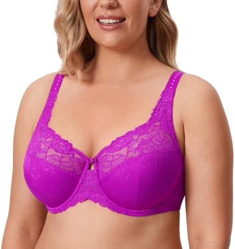 Minimizer Full Coverage Lace Bras, Yan Purple Red