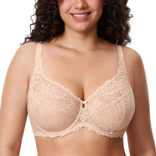 Minimizer Lace Full Coverage Bras, Beige