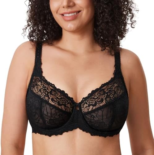 Minimizer Lace Full Coverage Bras, Black