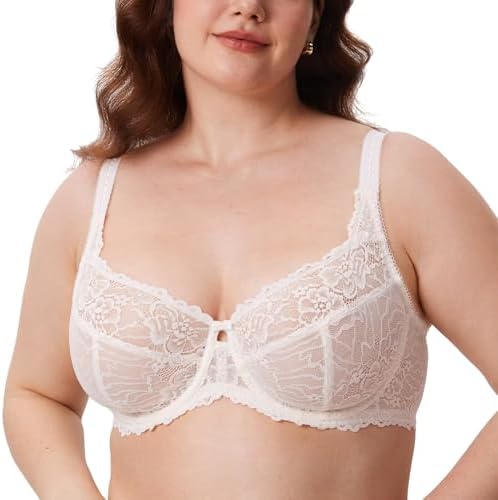 Minimizer Lace Full Coverage Bras, Coconut White