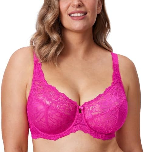 Minimizer Lace Full Coverage Bras, Glitter Pink