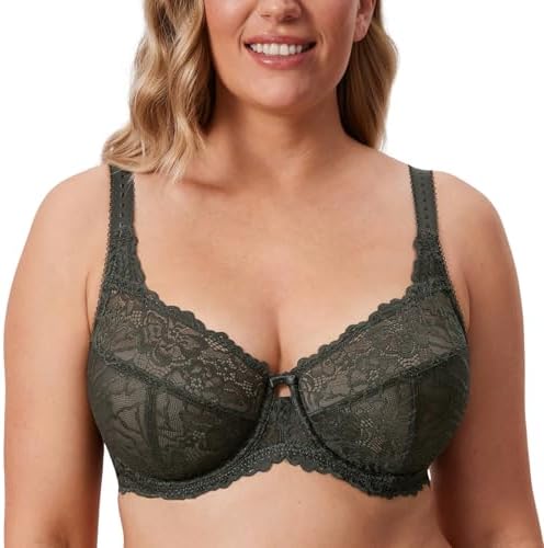 Minimizer Lace Full Coverage Bras, Olive Green