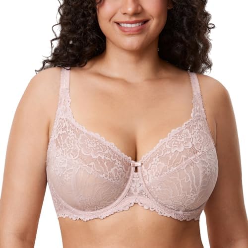 Minimizer Lace Full Coverage Bras, Rose Smoked