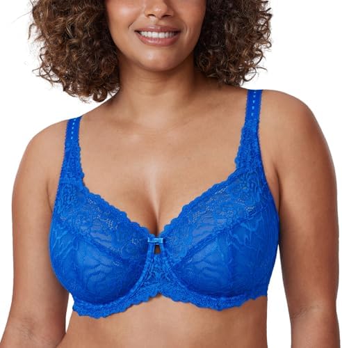 Minimizer Lace Full Coverage Bras, Sparkle Blue