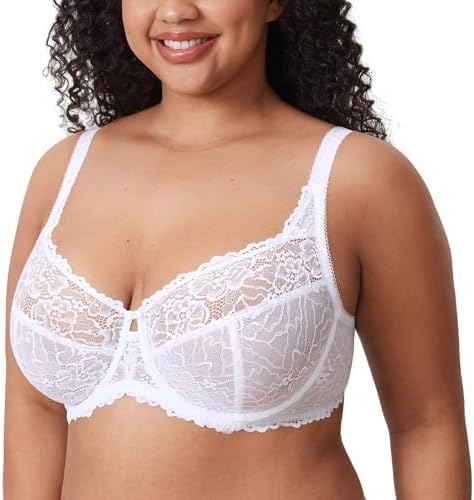 Minimizer Lace Full Coverage Bras, White