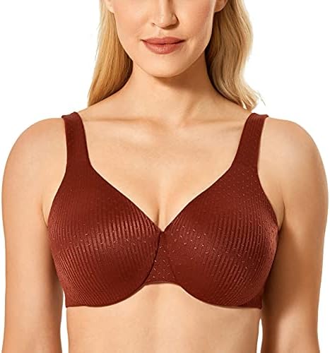 Minimizer Plus Size Underwire Unlined Full Coverage Christmas Bra, Dark Rust