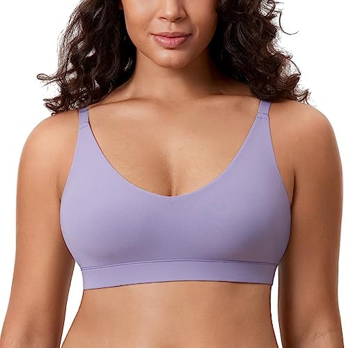 Natrelax Plus Size Wireless Bralette V Neck, Lavender Mist
