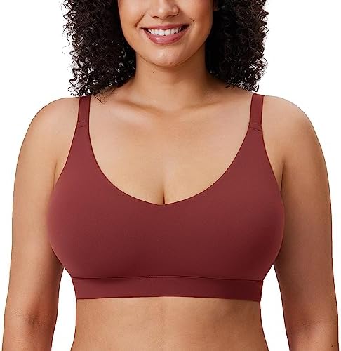 Natrelax Plus Size Wireless Bralette V Neck, Noctilucence Red