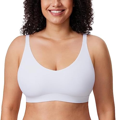 Natrelax Plus Size Wireless Bralette V Neck, White