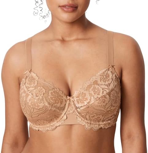 Plus Size Full Coverage Lace Bras, Barely Buff