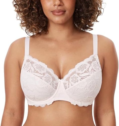 Plus Size Full Coverage Lace Bras, Coconut White