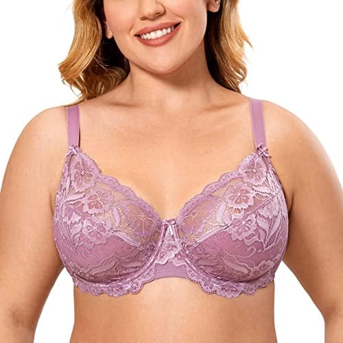 Plus Size Full Coverage Lace Bras, Orchid Rose
