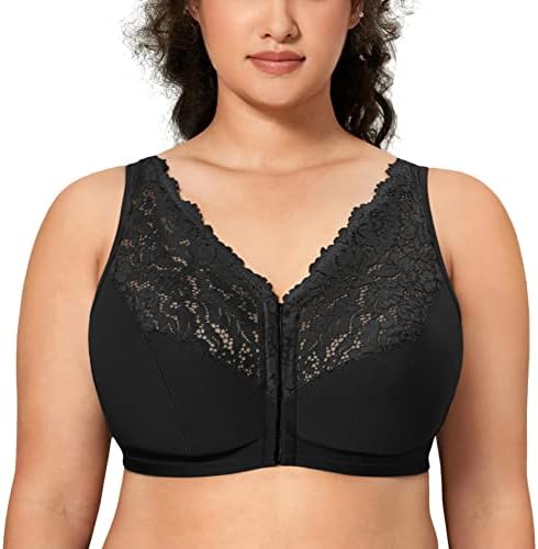 Plus Size Wireless Front Closure Bra, Black