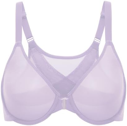 Posture Front Closure Sheer Mesh Bras, Orchid Hush