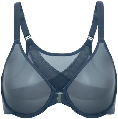 Posture Front Closure Sheer Mesh Bras, Sargasso