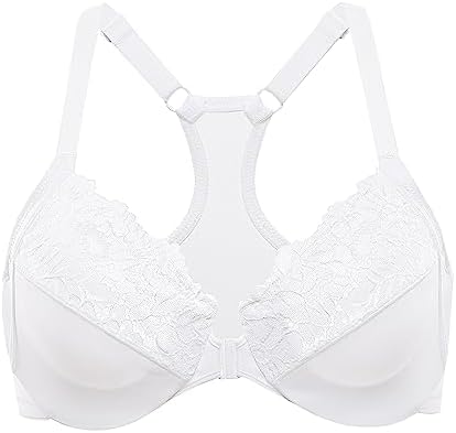 Racerback Front Closure Lace Bras, White