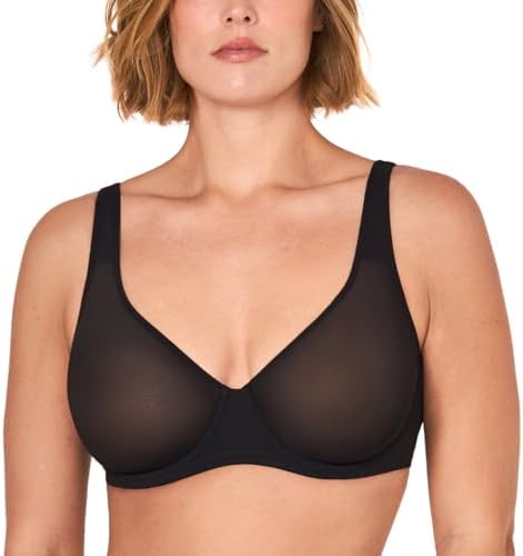 Sheer Balconette Full Coverage Bras, Black