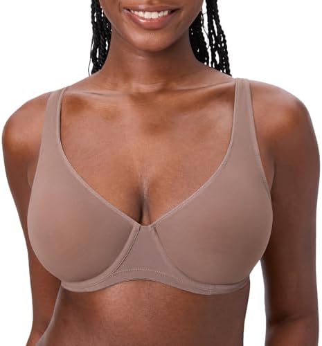 Sheer Balconette Full Coverage Bras, Brown Purple