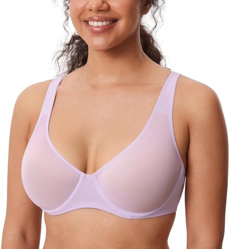 Sheer Balconette Full Coverage Bras, Orchid Hush