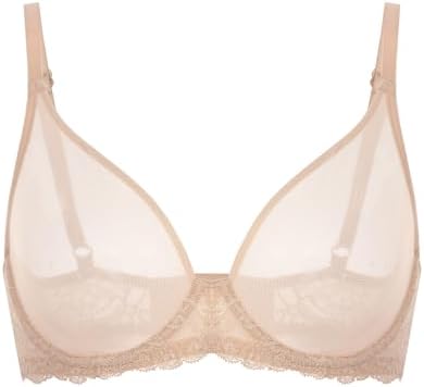 Sheer Mesh Bra, Beige