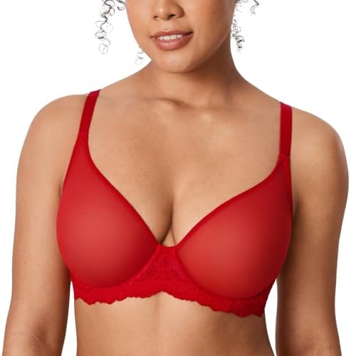 Sheer Mesh Bra, Lipstick Red