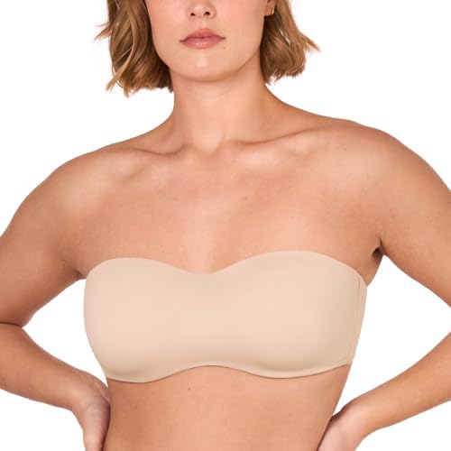 Strapless Bandeau Minimizer Bras, Beige