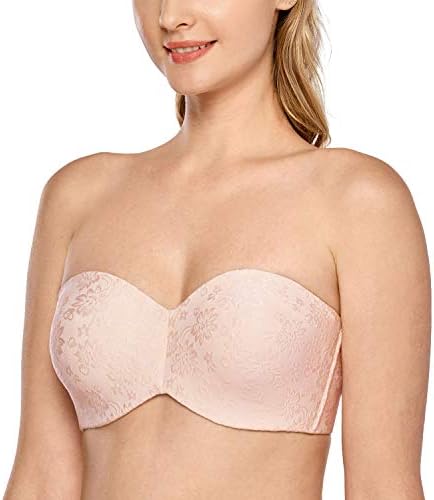 Strapless Jacquard Minimizer Bras, Apricot Pink