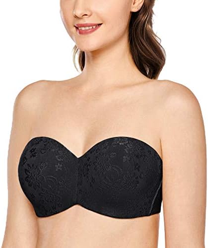 Strapless Jacquard Minimizer Bras, Black