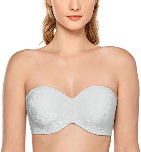 Strapless Jacquard Minimizer Bras, French Gray