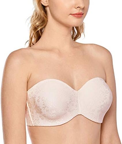Strapless Jacquard Minimizer Bras, Rose White