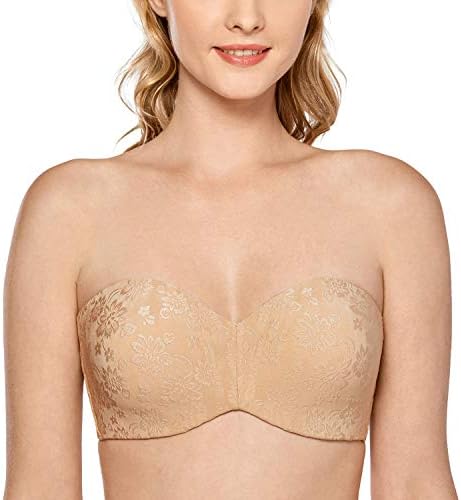 Strapless Jacquard Minimizer Bras, Taupe Tan