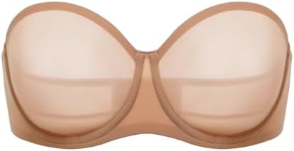 Strapless Sheer Mesh Plus Size Bras, Barely Buff