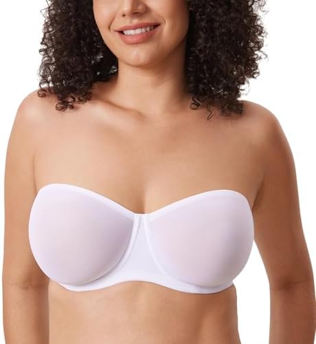Strapless Sheer Mesh Plus Size Bras, White