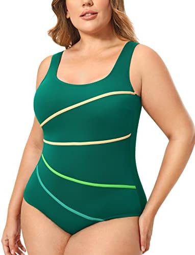 Striped One Piece Swimsuit, Verdant Green