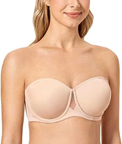 Underwire Non Padded Seamless Strapless Bra, Beige