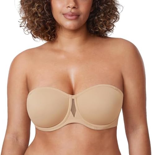Underwire Non Padded Seamless Strapless Bra, Taupe Tan