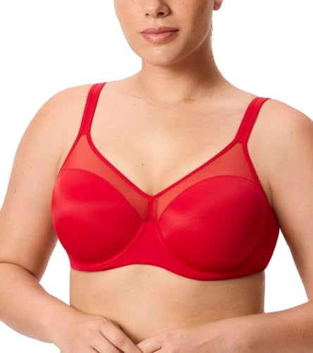 Underwire Padded Full Coverage Bras, Lipstick Red