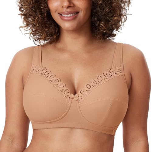 Wireless Plus Size Comfort Cotton Full Coverage Unlined Bra, Barely Buff