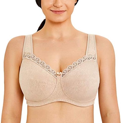 Wireless Plus Size Comfort Cotton Full Coverage Unlined Bra, Beige Heather