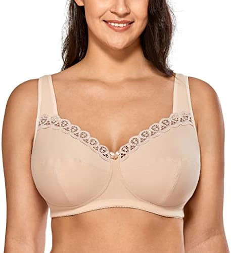 Wireless Plus Size Comfort Cotton Full Coverage Unlined Bra, Beige