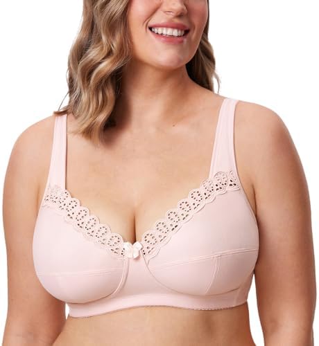 Wireless Plus Size Comfort Cotton Full Coverage Unlined Bra, Gentle Rose