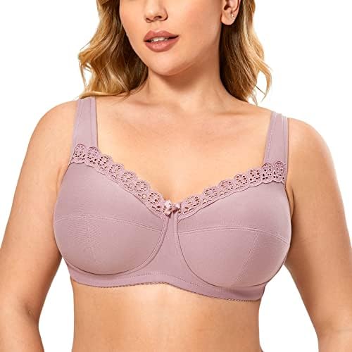 Wireless Plus Size Comfort Cotton Full Coverage Unlined Bra, Rose Brown