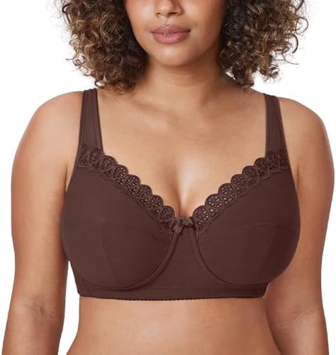 Wireless Plus Size Comfort Cotton Full Coverage Unlined Bra, Taupe