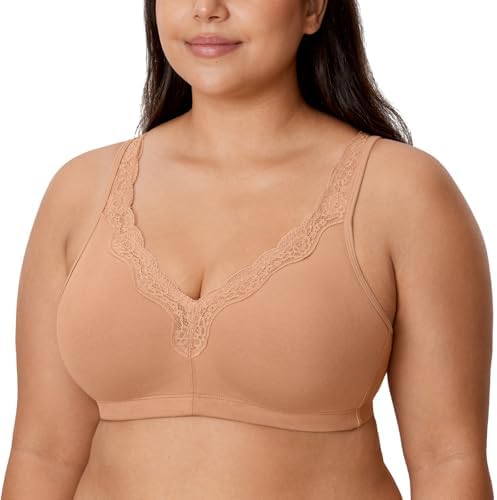 Wireless Plus Size Cotton Bras, Barely Buff